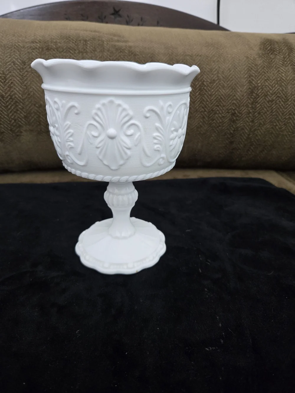 Vintage Indiana Milk Glass Pedestal Compote - Home Accents